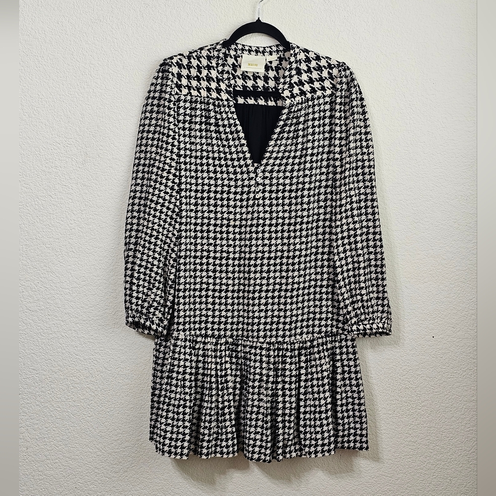 Anthropologie Maeve Dress Womens S Long Sleeve V-Neck Smocked Tunic Dress